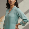 Anushka Turquoise Chanderi Silk Brocade Co-ord Set
