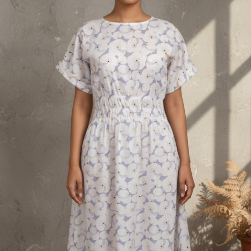 Ehsaas Cotton Poplin Embroidered Midi Dress