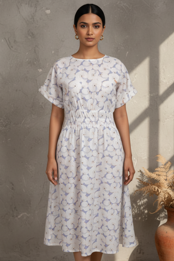 Ehsaas Cotton Poplin Embroidered Midi Dress