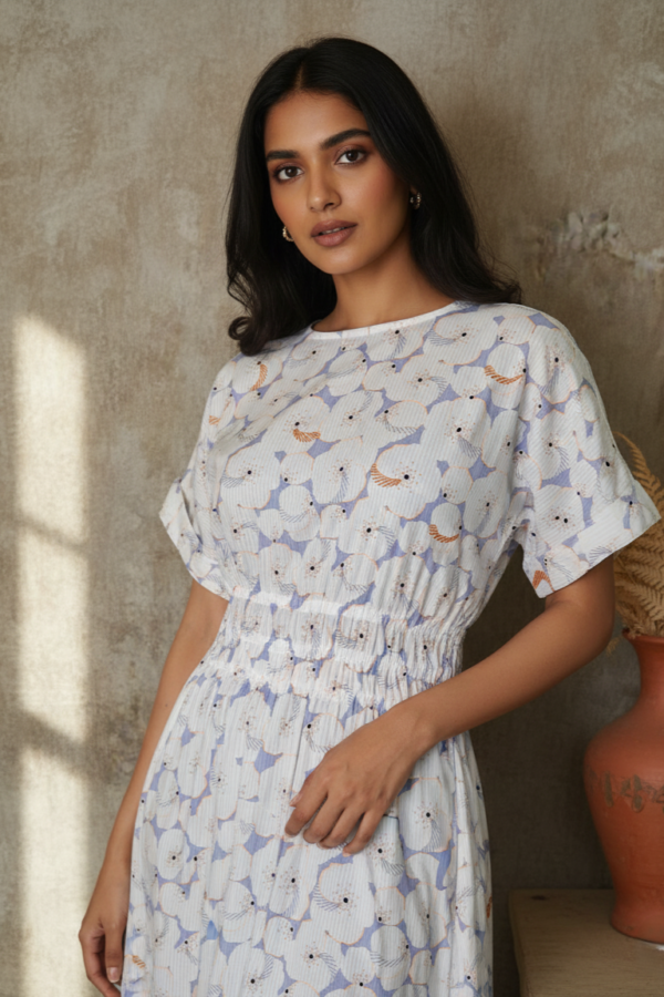 Ehsaas Cotton Poplin Embroidered Midi Dress