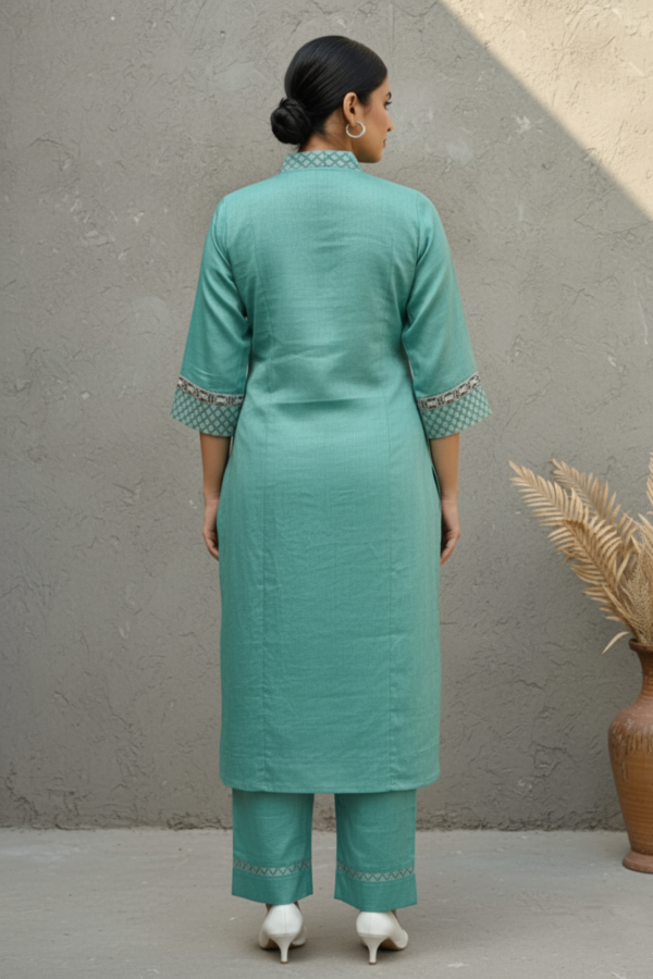 Anushka Turquoise Chanderi Silk Brocade Co-ord Set