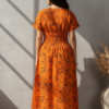 Ehsaas Orange & Black Embroidered Midi Dress