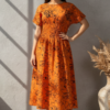Ehsaas Orange & Black Embroidered Midi Dress