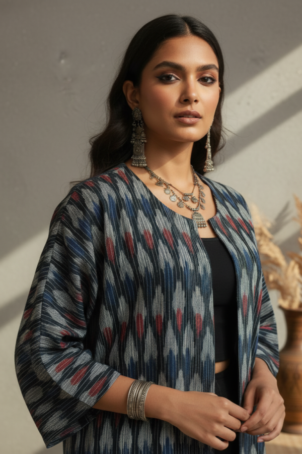Tanya Ikkat Kimono Open Jacket III