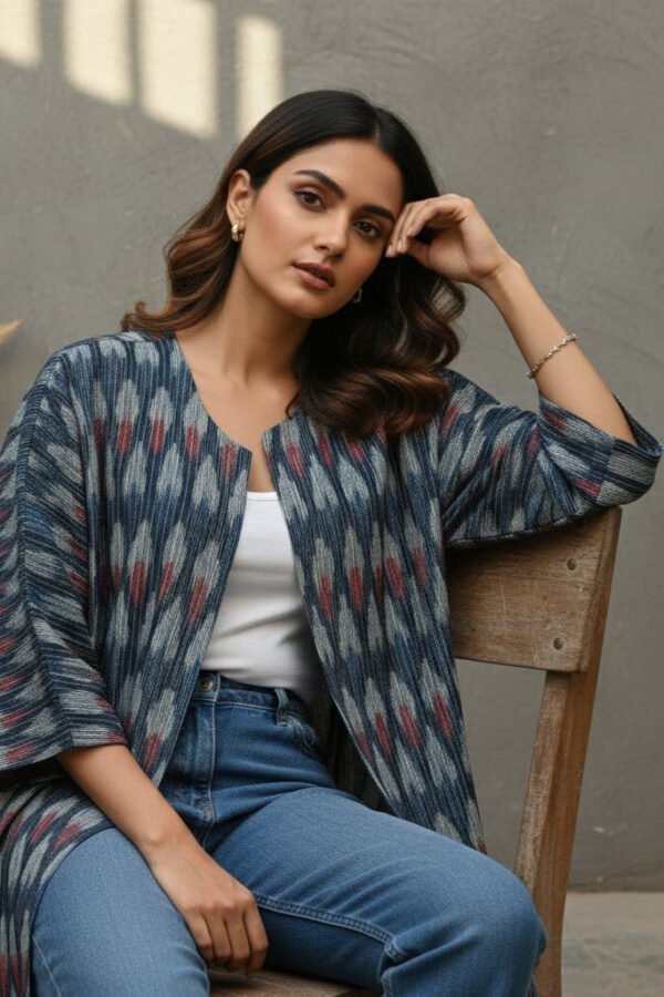 Tanya Ikkat Kimono Open Jacket III