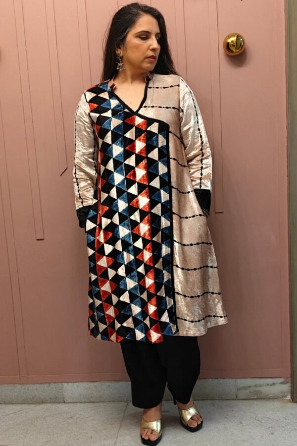 Falak Viscose Velvet Angrakha Kurta Set