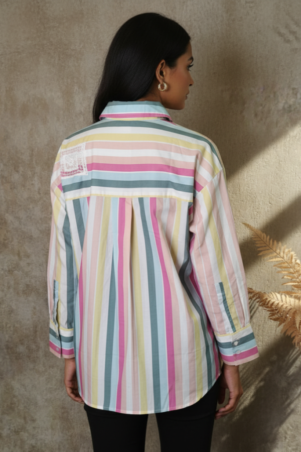 Reiko Cotton Poplin Striped Oversized Shirt