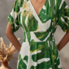 Gia Leaf Cotton Linen Smocked Dress