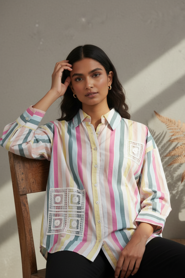 Reiko Cotton Poplin Striped Oversized Shirt