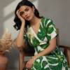 Gia Leaf Cotton Linen Smocked Dress