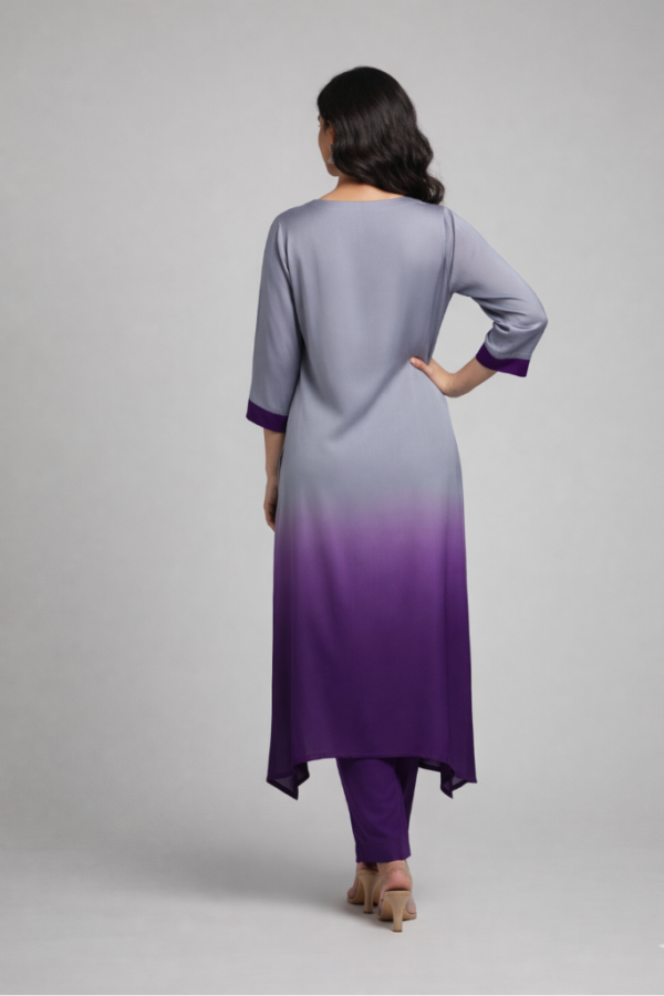 Rukhsar Modal Silk Ombre Asymmetric Kurta Set