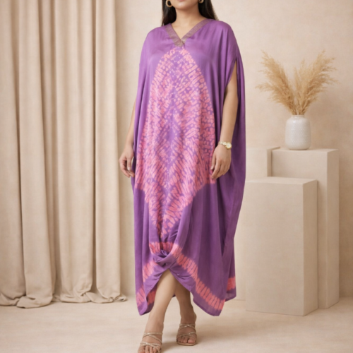 Farah Modal Silk Shibori Cowl Kaftan