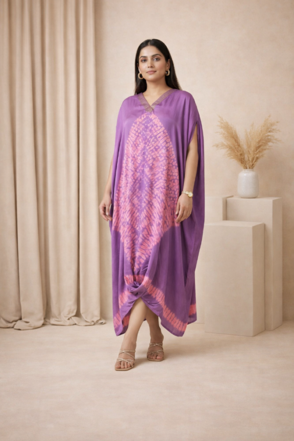 Farah Modal Silk Shibori Cowl Kaftan