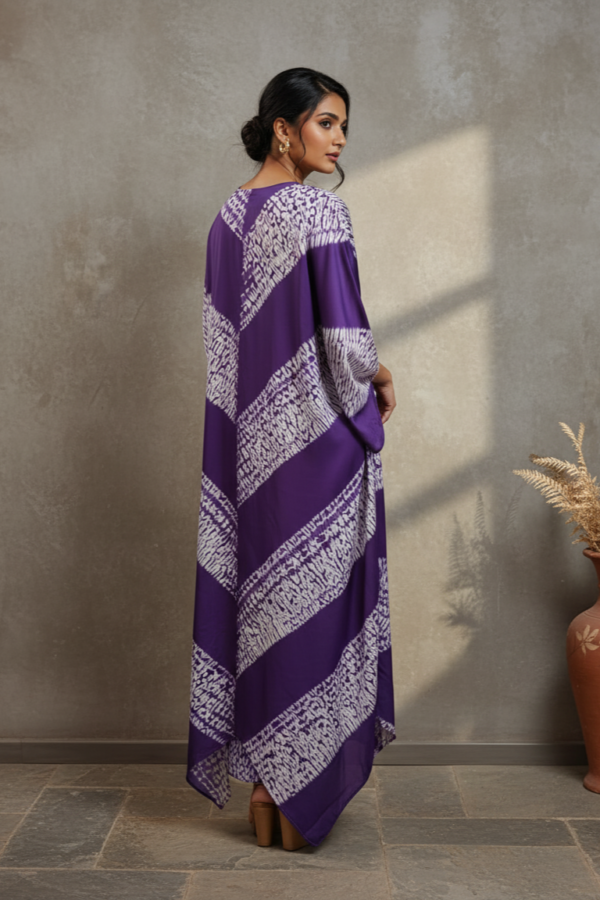 Aarohi Modal Silk Shibori Asymmetric Kaftan
