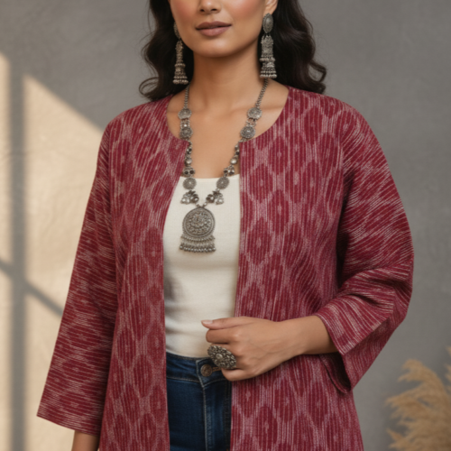 Tanya Ikkat Kimono Open Jacket I