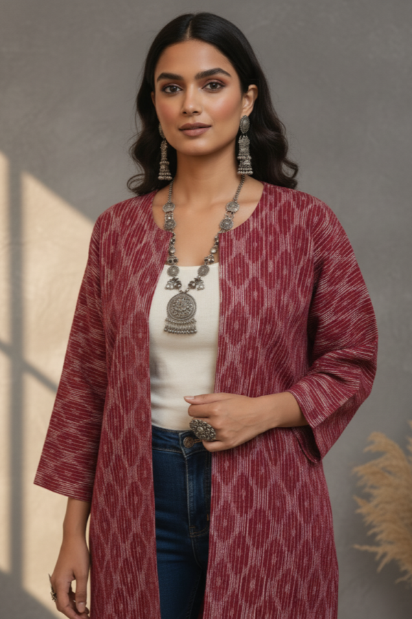 Tanya Ikkat Kimono Open Jacket I