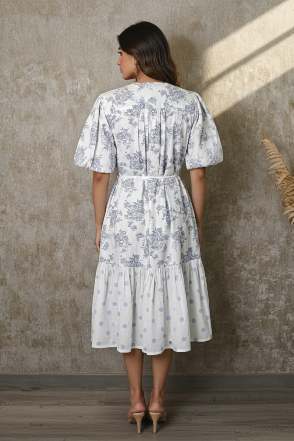 Genelia Mul Cotton Tiered Balloon Sleeve Dress