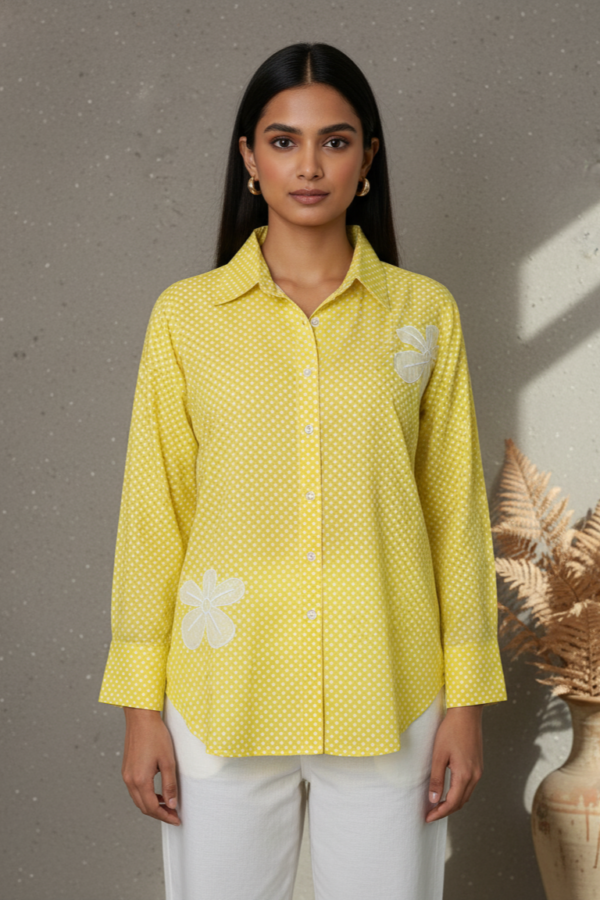 Olivia Cotton Poplin Floral Oversized Shirt