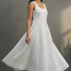 Saanvi Linen Striped Smocked Flared Dress