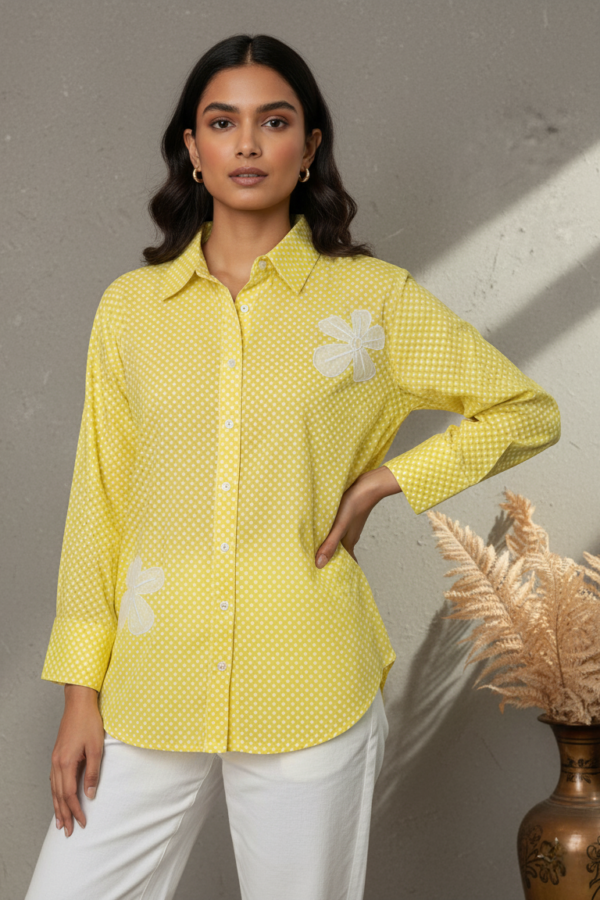 Olivia Cotton Poplin Floral Oversized Shirt