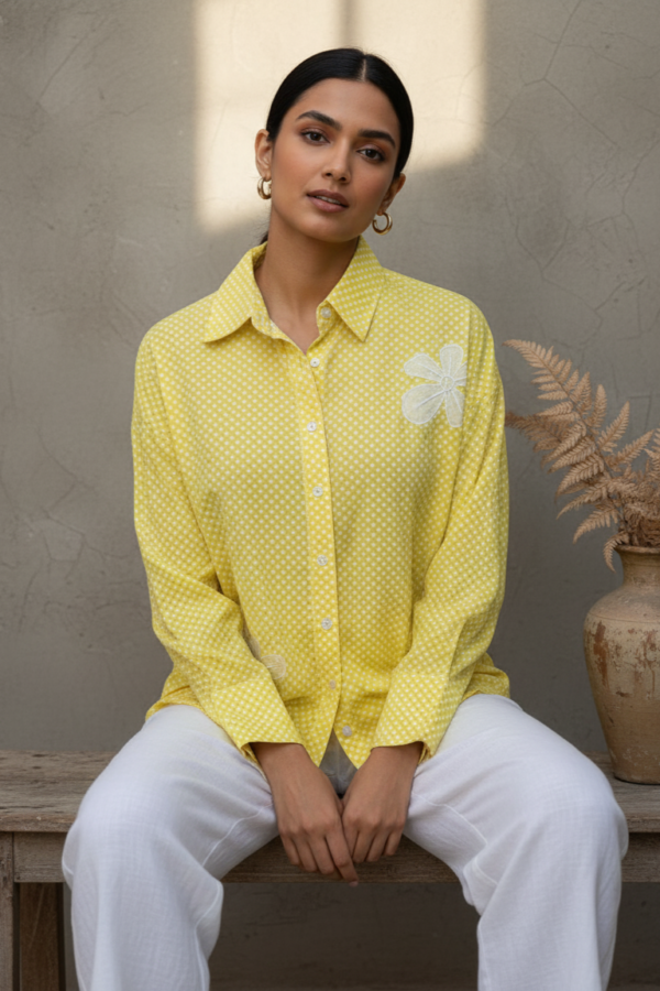 Olivia Cotton Poplin Floral Oversized Shirt
