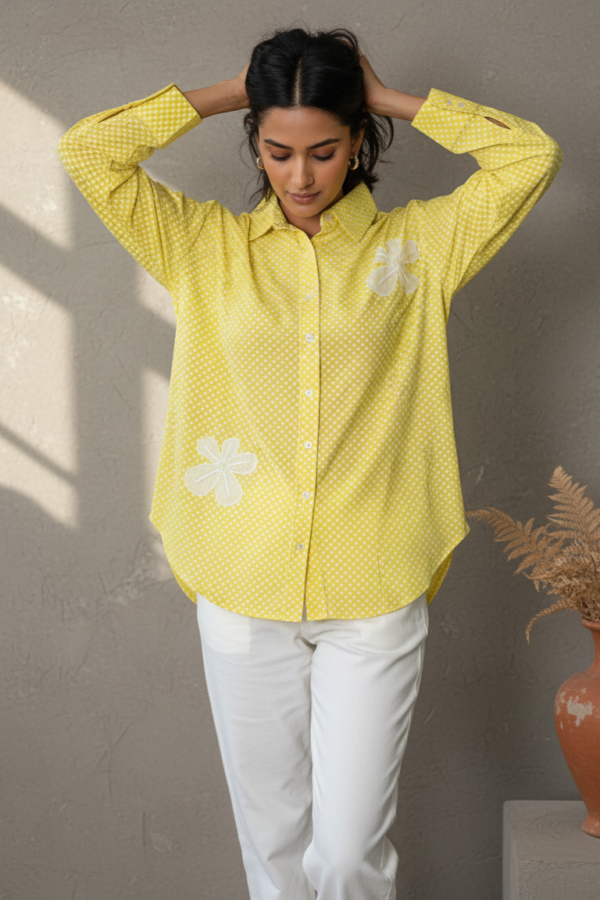 Olivia Cotton Poplin Floral Oversized Shirt