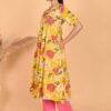 Serena Peach Yellow Cambric Cotton Kurta Set