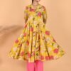 Serena Peach Yellow Cambric Cotton Kurta Set