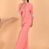 Isha Peach Linen Lace Co-ord Set