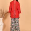 Isha Red Linen Lace Co-ord Set