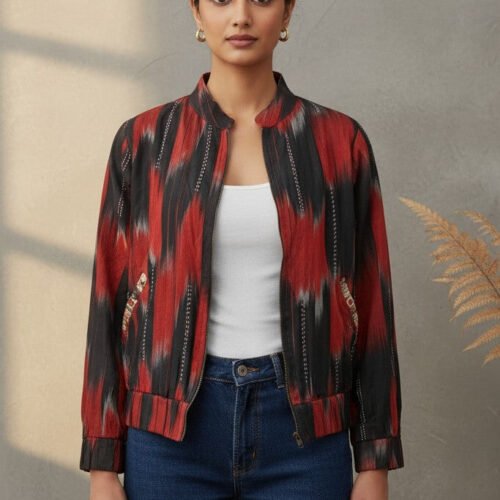 Misha Ikkat Reversible Bomber Jacket