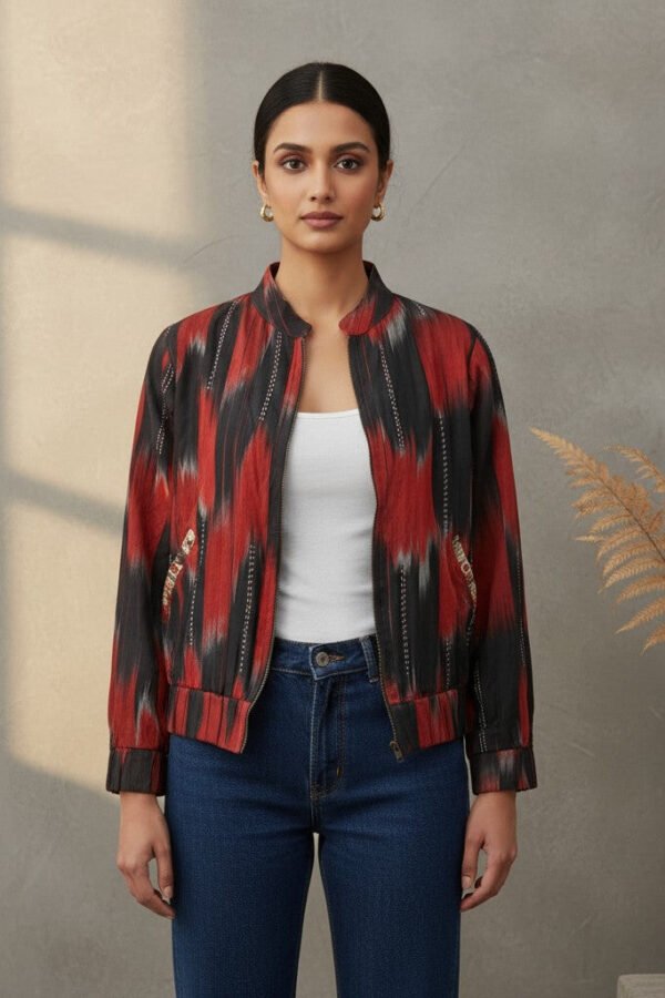 Misha Ikkat Reversible Bomber Jacket