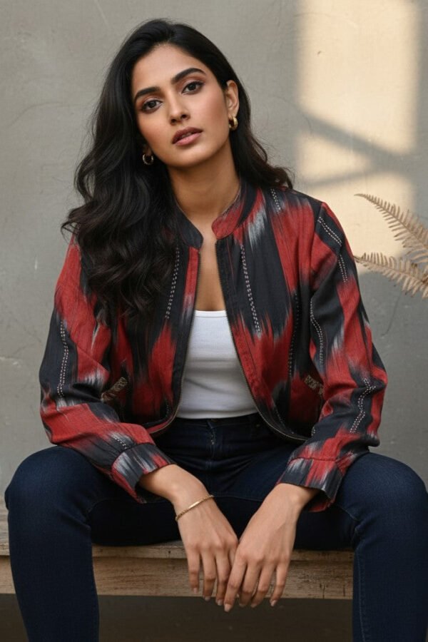 Misha Ikkat Reversible Bomber Jacket
