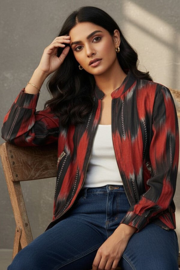 Misha Ikkat Reversible Bomber Jacket