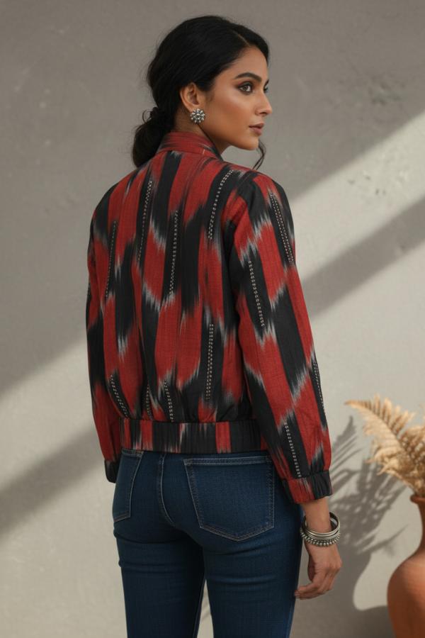 Misha Ikkat Reversible Bomber Jacket
