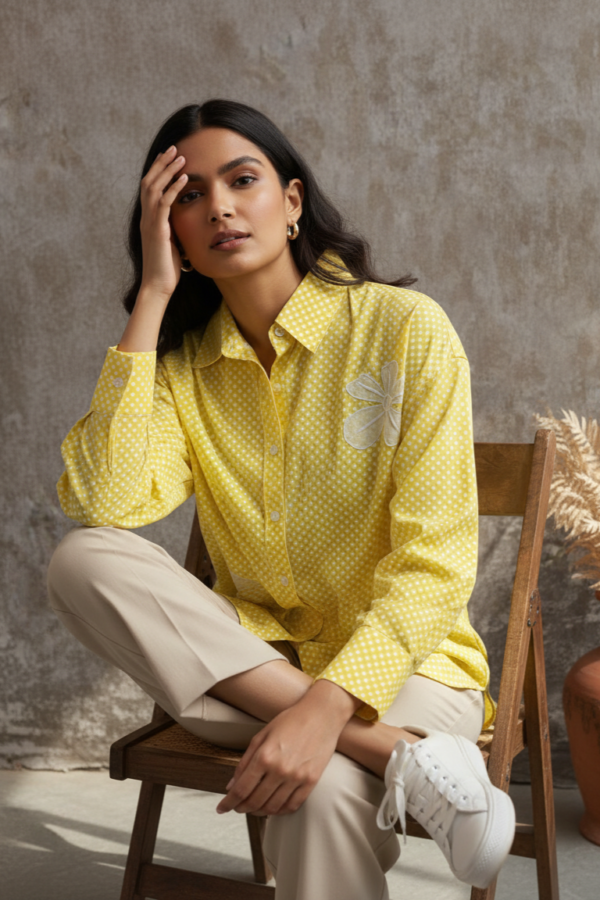 Olivia Cotton Poplin Floral Oversized Shirt