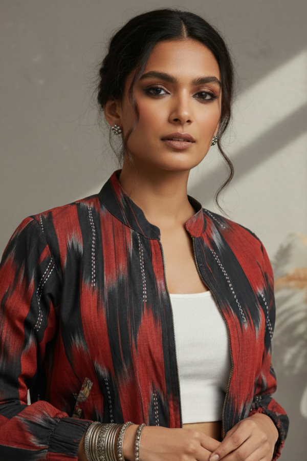 Misha Ikkat Reversible Bomber Jacket