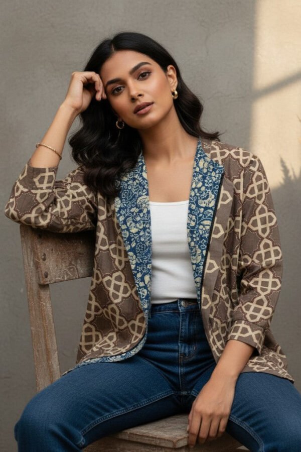 Misha Ajrakh Reversible Bomber Jacket