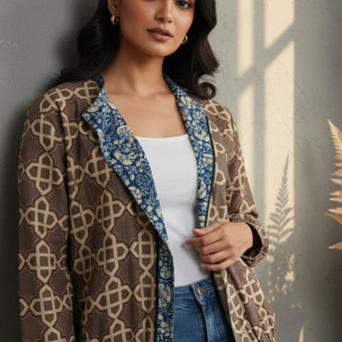 Misha Ajrakh Reversible Bomber Jacket
