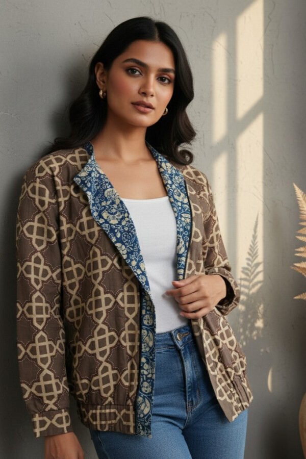 Misha Ajrakh Reversible Bomber Jacket