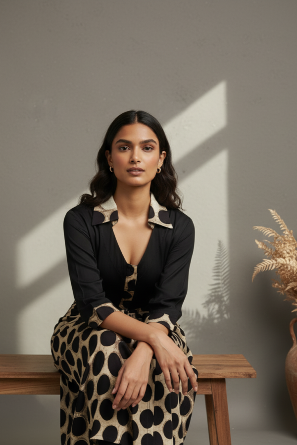 Sophia Modal Silk Ajrakh Draped Dress