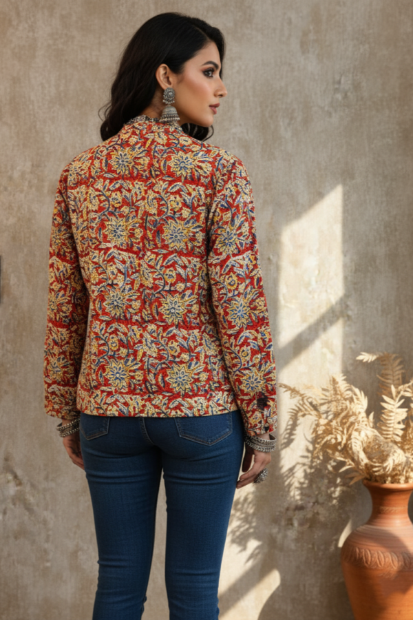 Misha Ikkat Kalamkari Reversible Jacket