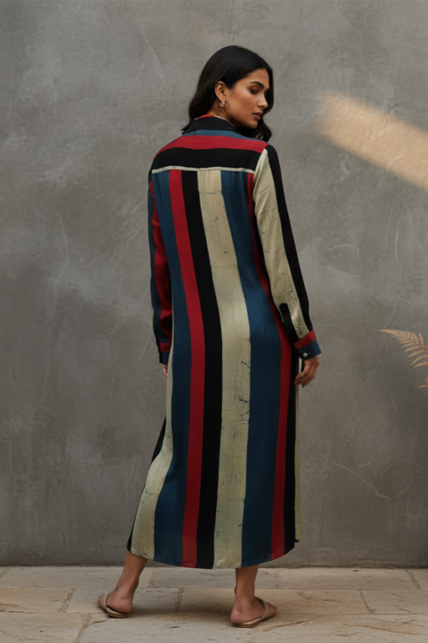 Camila Modal Silk Ajrakh Twisted Knot Dress