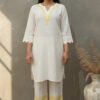 Ishani Peach Yellow Linen Scallop Co-ord Set