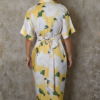 Elena Yellow Floral Satin Draped Dress