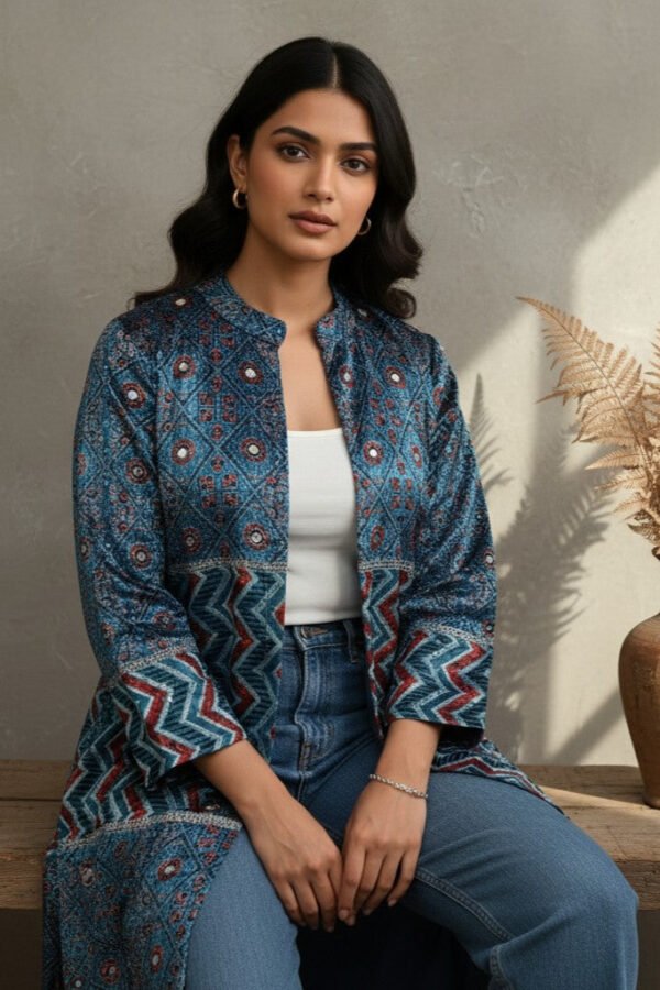 Nora Velvet Ajrakh Long Jacket II