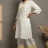 Ishani Peach Yellow Linen Scallop Co-ord Set
