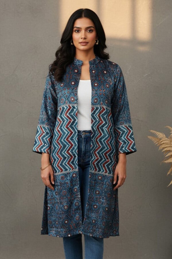 Nora Velvet Ajrakh Long Jacket II
