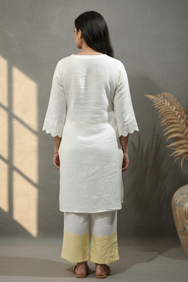 Ishani Peach Yellow Linen Scallop Co-ord Set