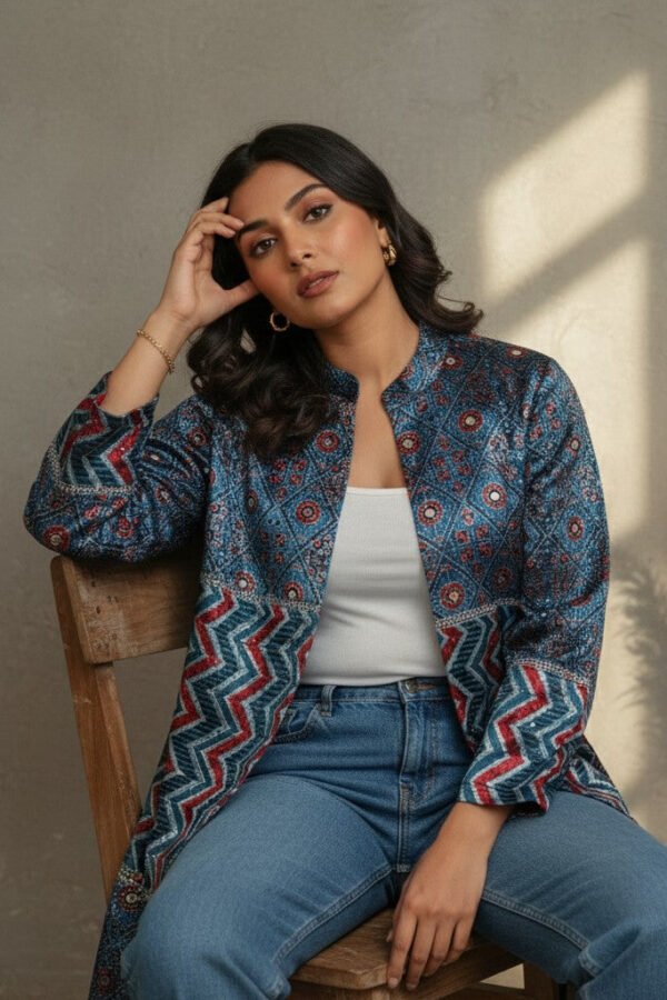 Nora Velvet Ajrakh Long Jacket II